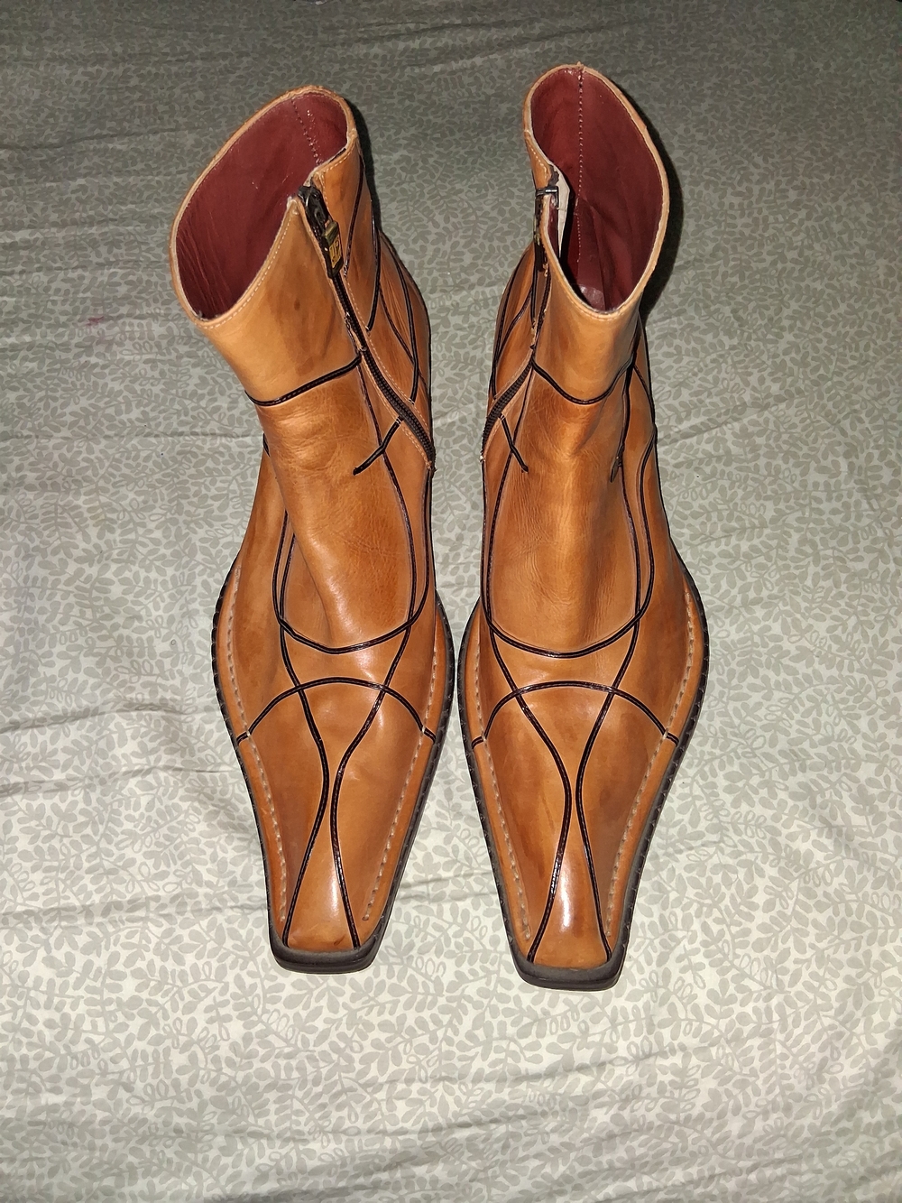 JO Ghost  Brown Leather Ankle Boots with Black Piping